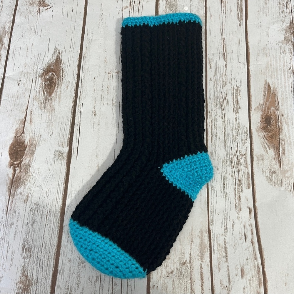 Crocheted Christmas‎ Stockings Hand Crafted blue black country